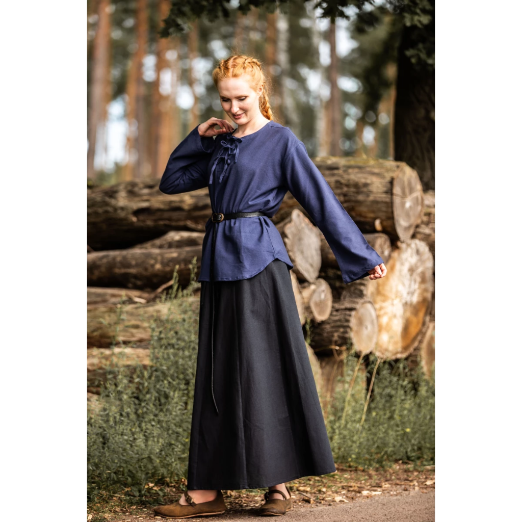 [2074b.gr.s] Mittelalter Bluse "Tilda" Blau (S)