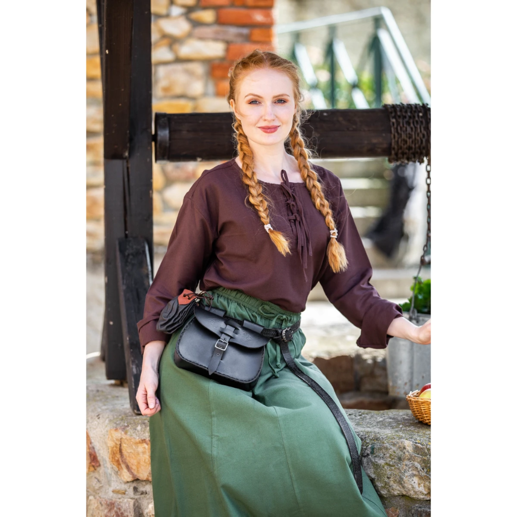 [2074b.gr.s] Mittelalter Bluse "Tilda" Braun (S)