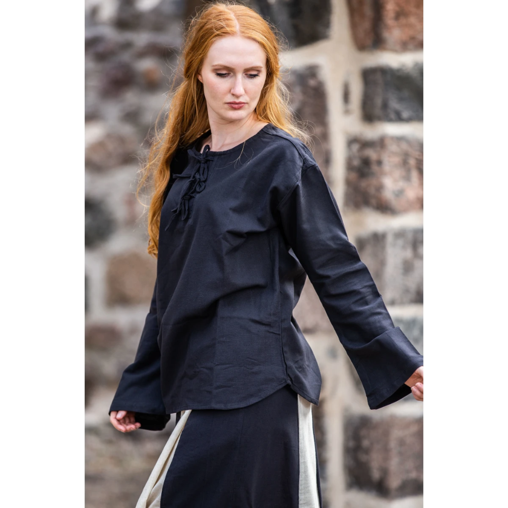 [2074s.gr.s] Mittelalter Bluse "Tilda" Schwarz (S)