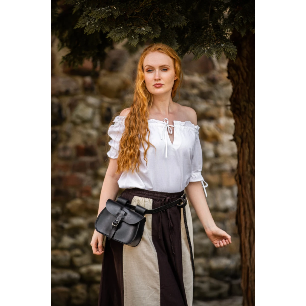[2101w.gr.xs] Mittelalterbluse "Otilia" mit kurzen Ärmeln Weiß (XS)