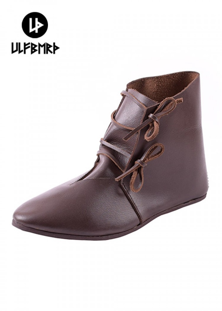 [ULF-FW-03.sc.39] Mittelalterliche Schnürschuhe dunkelbraun  - Mittelalterliches Schuhwerk für Larp & Reenactment (39)