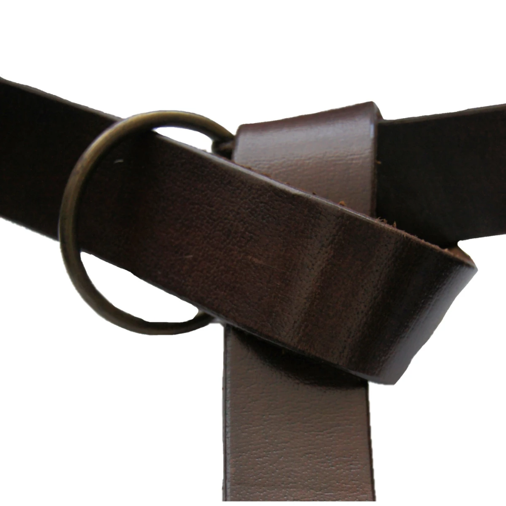 [5057d.gr.s ] Ringgürtel aus robustem Leder Dunkelbraun (S 150cm)