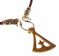 [07 CO Got / Kreuz.br] Collier "Gotland" mit Kreuzaxt (65 cm braun)
