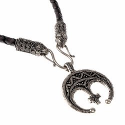 [07 CO Ters / Lun.br] Collier "Terslev" mit Kreuz-Lunitsa Amulett (65 cm braun)