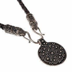 [07 CO Ters / Filigr 2:.br] Collier "Terslev" mit Filigran-Amulett (65 cm braun)