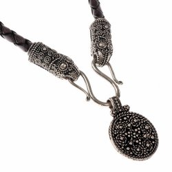 [07 CO Ters / Filigr 1:.br] Collier "Terslev" mit Amulett aus Birka (65 cm braun)