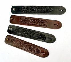 [03 A-G 4 AR.kl.br] Leder-Armband Mittelalter Arabeske - 4 cm (braun, klein)