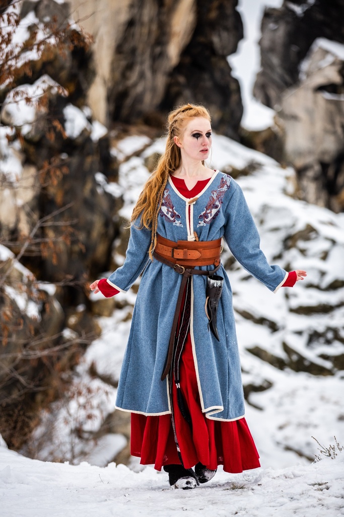 Wikinger Birka Mantel Skadi Taubenblau