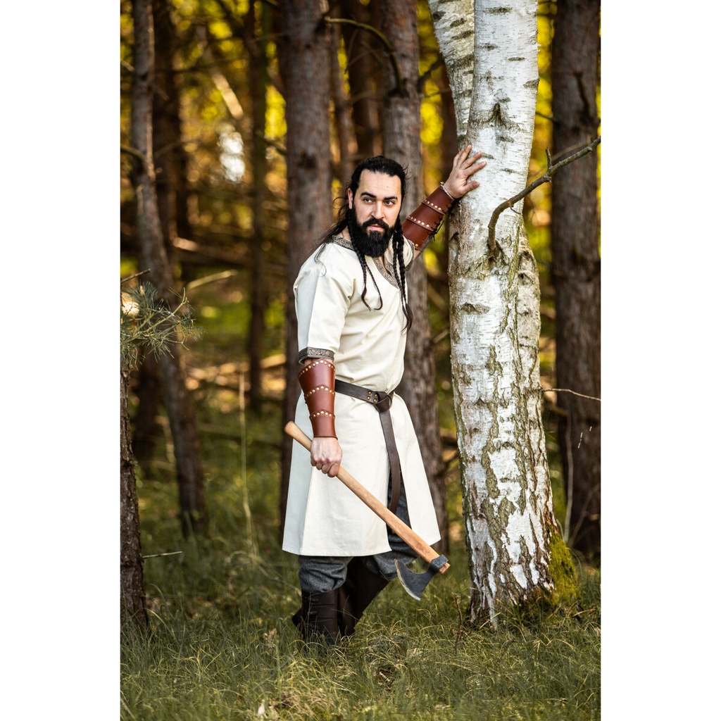 Kurzarmtunika mit Bordüre "Richard" Natur