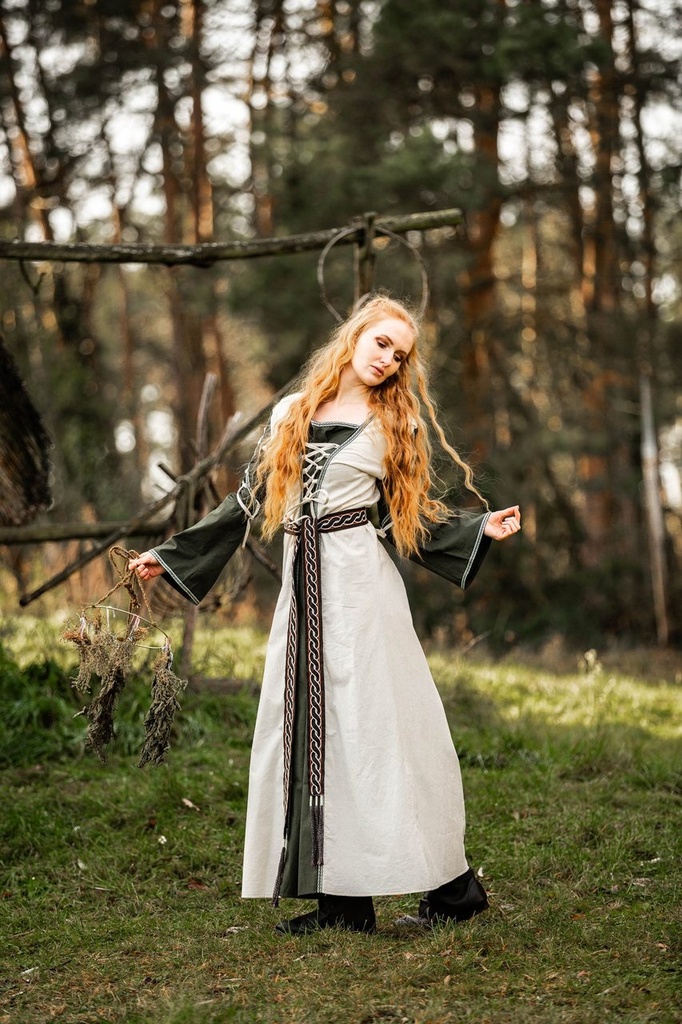 Mittelalter Kleid Amalia Natur/Grün
