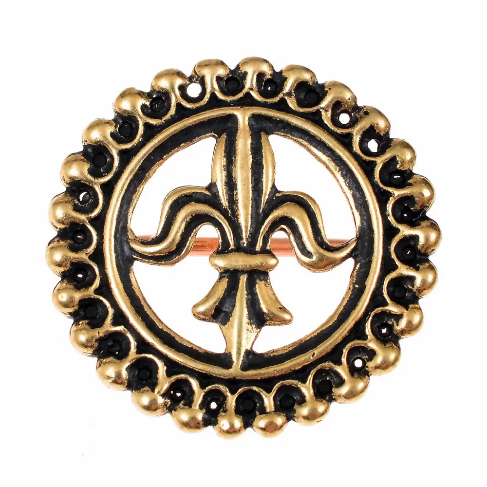 [07 BR Fleur-b.b] Mittelalter-Brosche "Fleur-de-Lys" (Bronze)