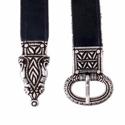 [10 Röm 2:A Z.kl.br.si] Spätrömischer Gürtel - 2 cm + Ende (klein, braun, silber)