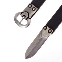 [10 Ger-G 2:A Z.kl.br.si] Gürtel Niederstotzingen - 2 cm + Ende (klein, braun, silber)