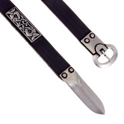 [10 Ger-G 2:A ZN.kl.br.si] Gürtel Niederstotzingen - 2 cm / Ende + Nieten (klein, braun, silber)