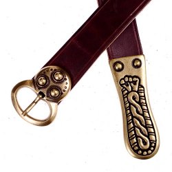 [10 Ger-G 3:A Z.le.br.gr.kl.me.si] Merowinger-Gürtel - in 3 cm mit Ende (klein, braun, silber)