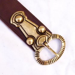 [10 Ger-G 4:A.le.br.gr.kl.me.si] Alamannischer Gürtel - in 4 cm (klein, braun, silber)