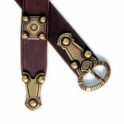 [10 Ger-G 4:A ZN.kl.br.si] Alamannischer Gürtel - 4 cm Ende + Nieten (klein, braun, silber)