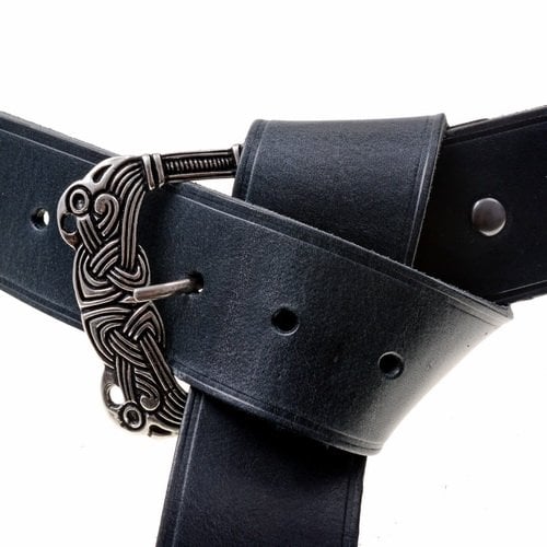 [10 wik 45.kl.br.si] Wikinger Gürtel Vaerne 4,5 cm Langgürtel (klein, braun, silber)