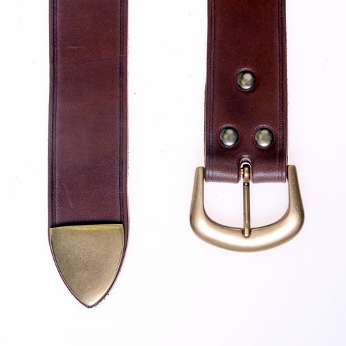 [10 MA 4:F Z.kl.br.si] Kreuzritter-Gürtel 4 cm + Ende (S, braun, silber)