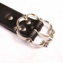 [10 MA 3:B.kl.br.si] Mittelalterlicher Leder-Gürtel - 3 cm (S, braun, silber)
