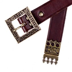 [10 Re 3:C Z.kl.br.si] Mittelalter-Gürtel "Erik" - 3 cm + Ende (S, braun, silber)