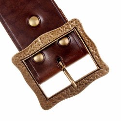 [10 Ren-G 5.kl.br.si] Landsknecht-Gürtel in 5 cm (S, braun, silber)