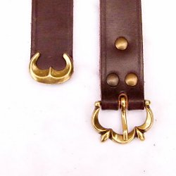 [10 MA 3:A Z.kl.br.si] Hochmittelalter-Gürtel in 3 cm mit Ende (S, braun, silber)