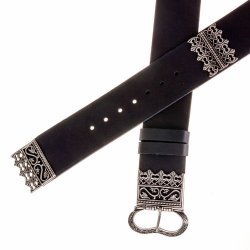 [10 MA 6 ZN.kl.br.si] Houppelande-Gürtel - 5,5 cm / Ende + Beschlag (braun, silber, klein)