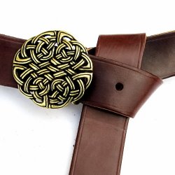 [10 La 4 KK:.kl.br.si] Larp-Gürtel 4 cm / Knoten (braun, silber, klein)