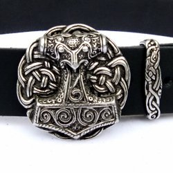 [10 Sp-Bu 4 MJ:.kl.br] Buckle-Belt 4 cm / Mjölnir - Spaltleder (klein, braun)