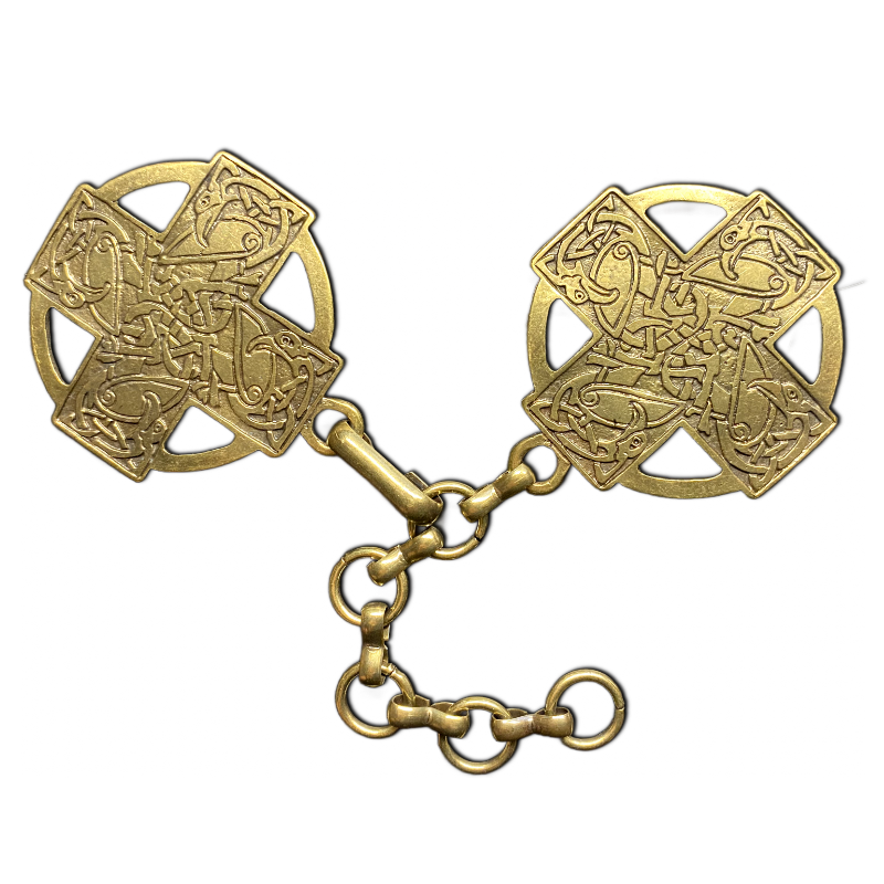 Gewandverschluss "Keltisches Vogelkreuz" – Messingfarben