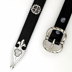 [10 MA 2:A ZN.kl.br.si] Mittelalter-Gürtel 2 cm / Ende + Nieten (S, braun, silber)