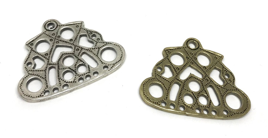 Wikinger Kettenverteiler-Paar "Munsö" aus ZAMAK – Messingfarbene Replik für bis zu 7 Ketten (silber)