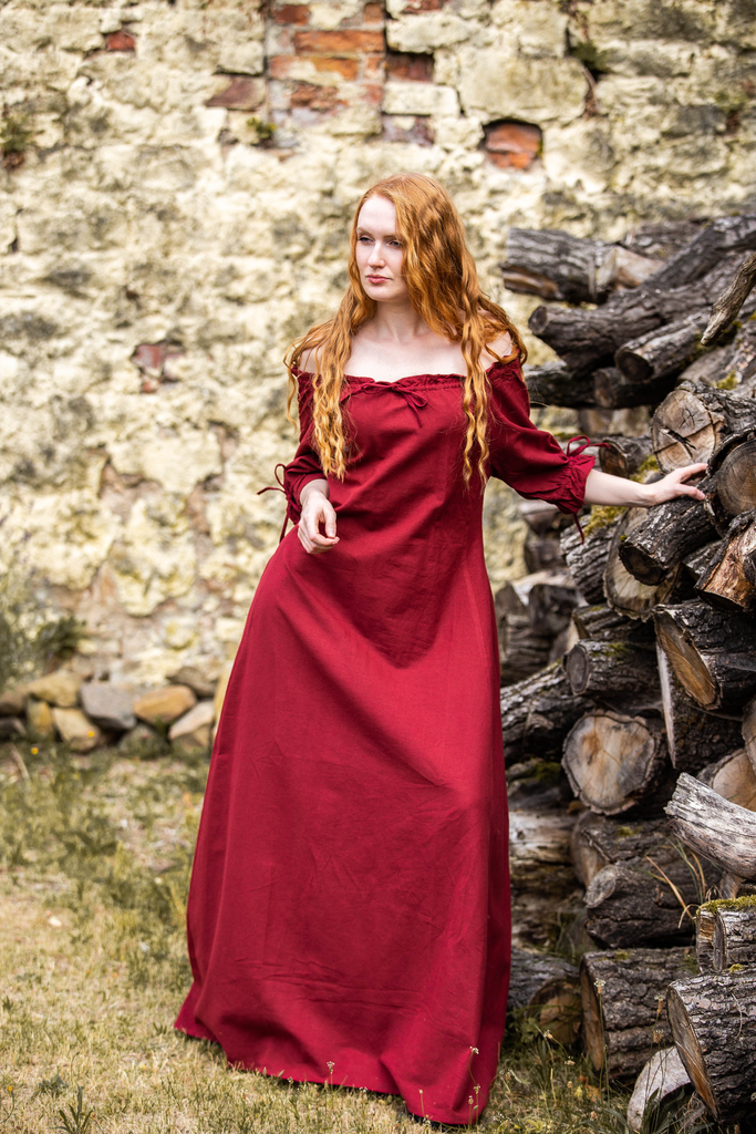 Bodenlanges Kurzarmkleid "Melisande" Rot