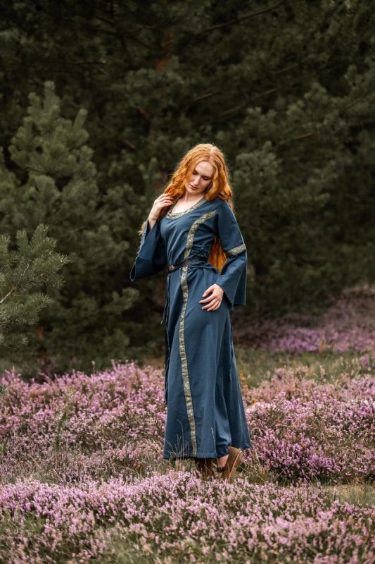Mittelalter Baumwollkleid "Angie" Blau (XS)