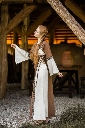 Mittelalter Baumwollkleid "Angie" Tabak/Natur