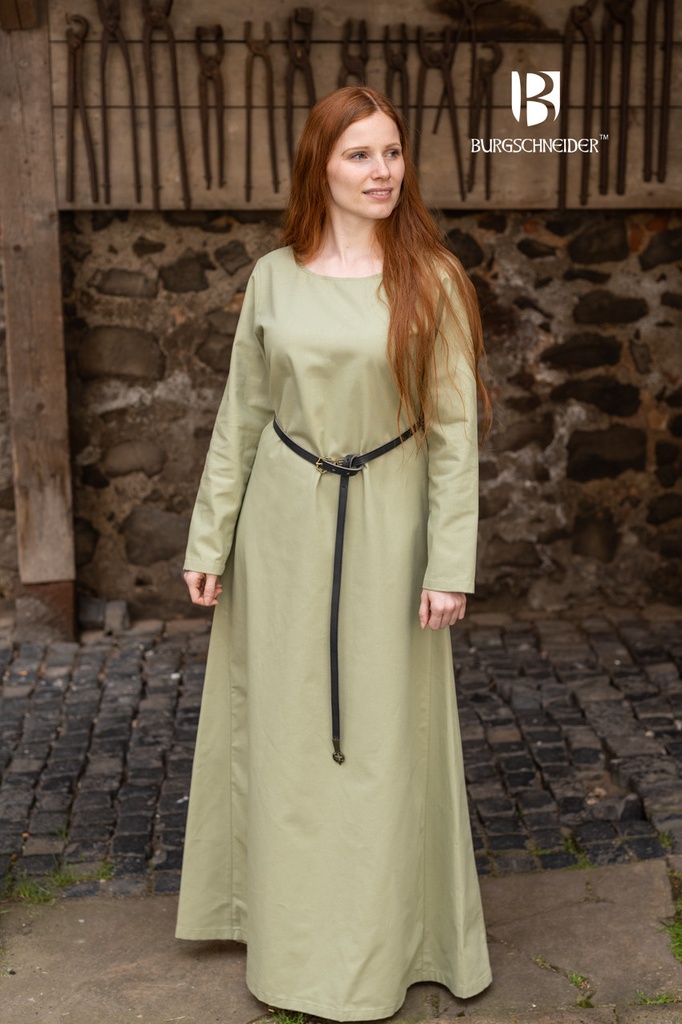 Unterkleid Freya - Frühlingsgrün: Authentisches Untergewand für LARP und Reenactment