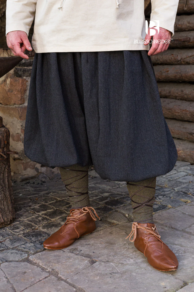 Rus-Hose "Borys" Fischgrät in Schwarz/Grau – Authentische Gewandung der Kiewer Rus