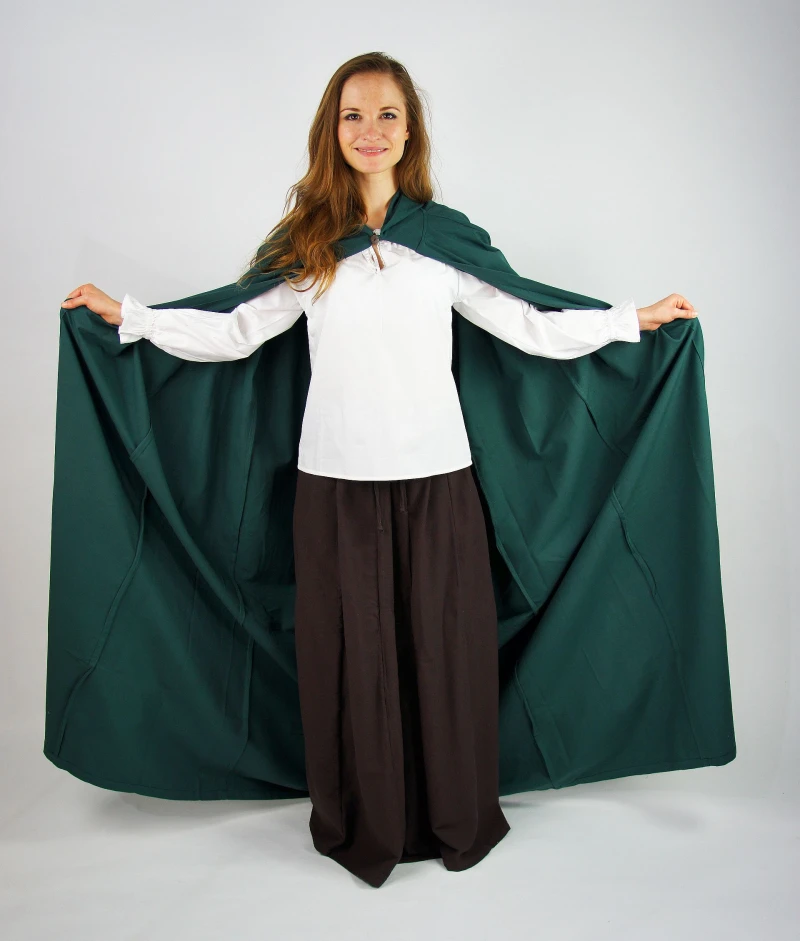 Mittelalterlicher Baumwollumhang "Gunnar" in Grün – Authentischer Begleiter für historische Gewandungen