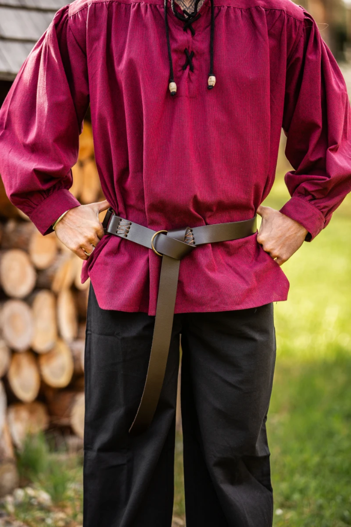 Ringgürtel mit Lederriemen braun in zwei Längen (S 150cm)