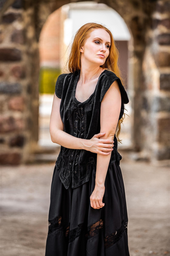 Samt-Miederweste "Adrienne" Schwarz (S)