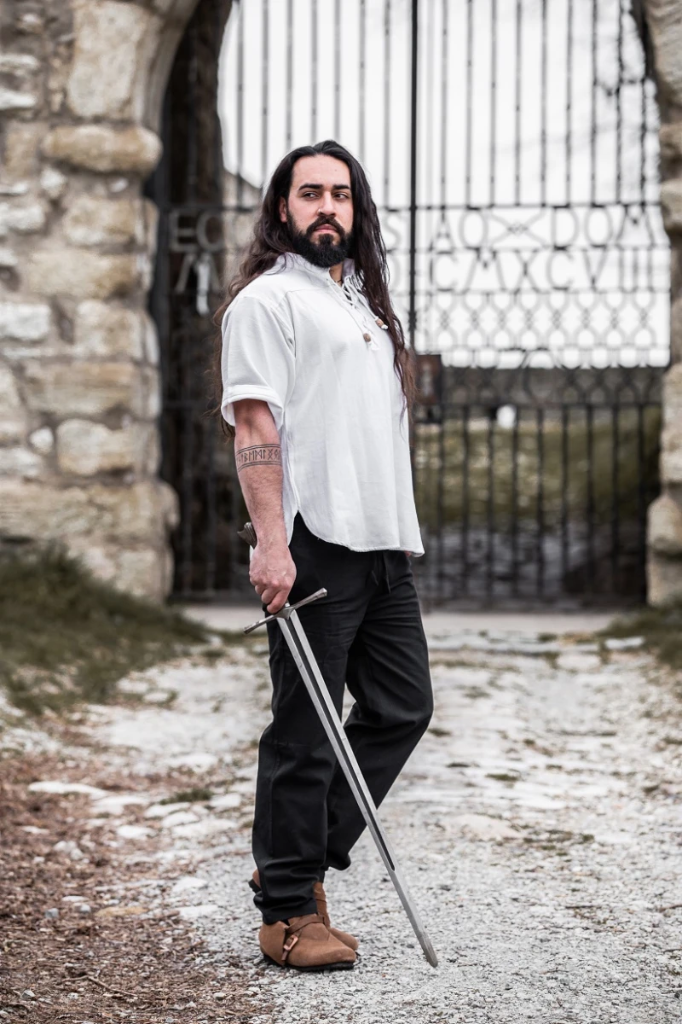 Mittelalter-Kurzarmhemd „Eric“ – Authentisches Baumwoll-Hemd in Weiß