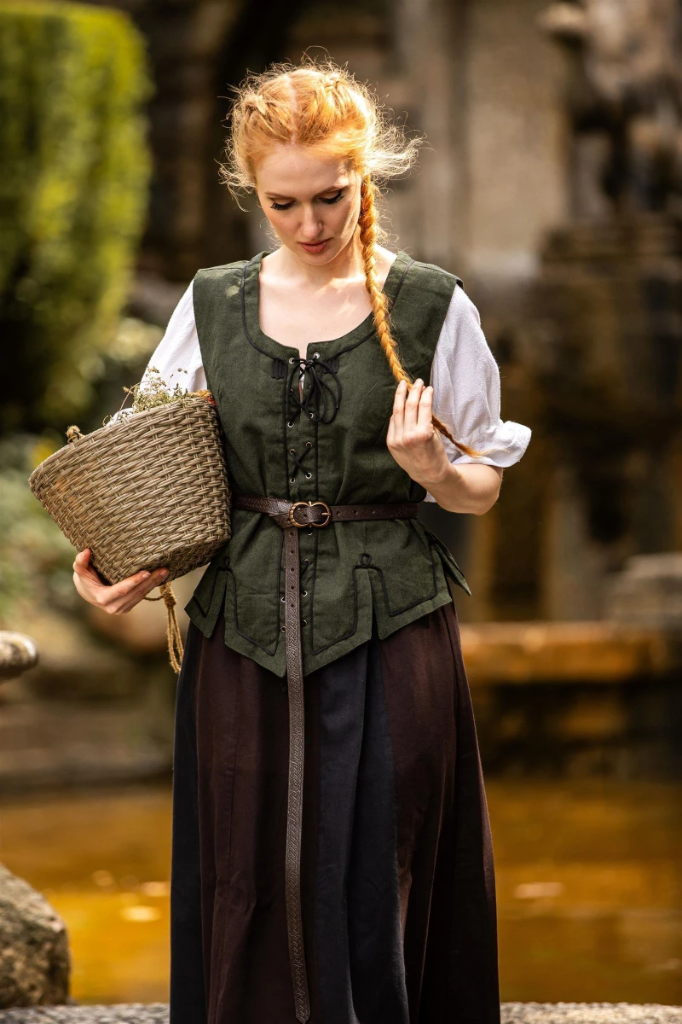 Miederweste „Selma“ – Elegante Weste mit Stickerei in Grün 