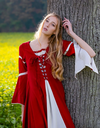 Mittelalterkleid „Larissa“ – Ausdrucksstarke Eleganz in Rot und Natur