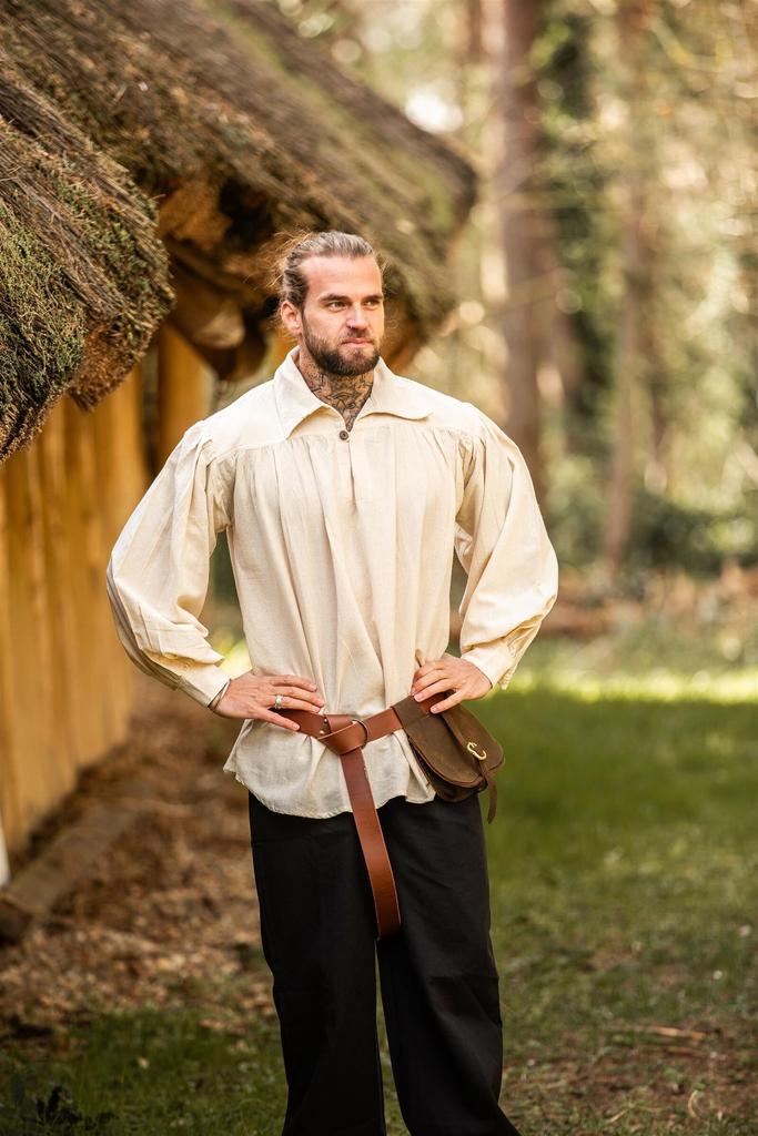 Piratenhemd mit Kragen „James“ – Naturfarbener Look für authentische Abenteurer