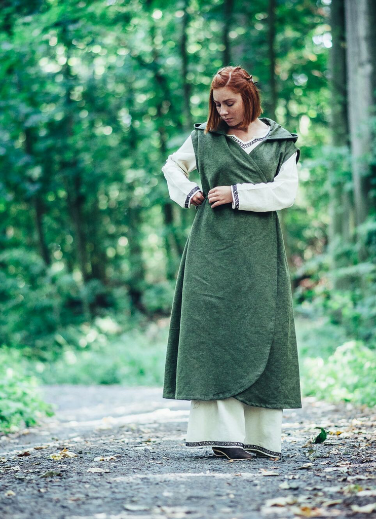 Mittelalter-Wickelkleid „Gerlin“ – Natürliche Anmut in Grün (S/M)