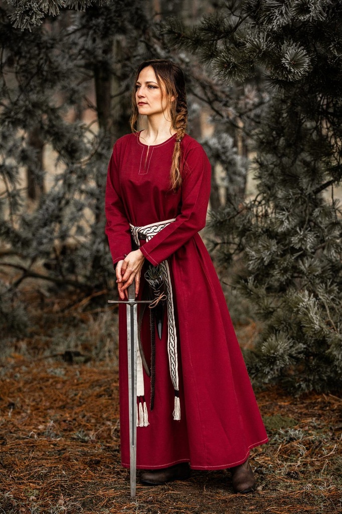 Wikinger-Unterkleid „Helga“ – Ausdrucksstarke Eleganz in Rot (XS)