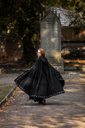 Wollmantel Umhang Halbkreismantel mit Zierstickerei - Mittelalter Larp Reenactment