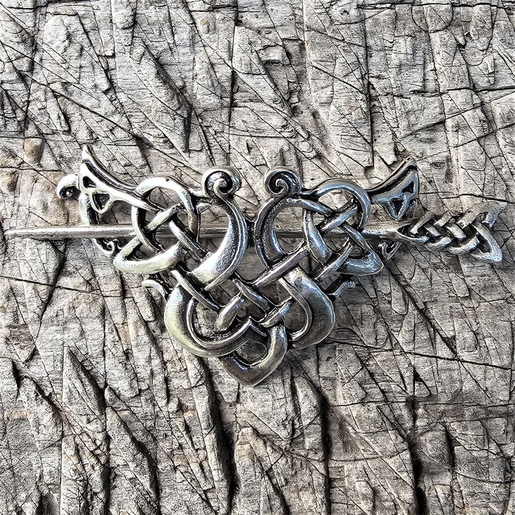 Haarspange „Celtic Triangle“ – Silberfarbene Knotenspange aus Zamak