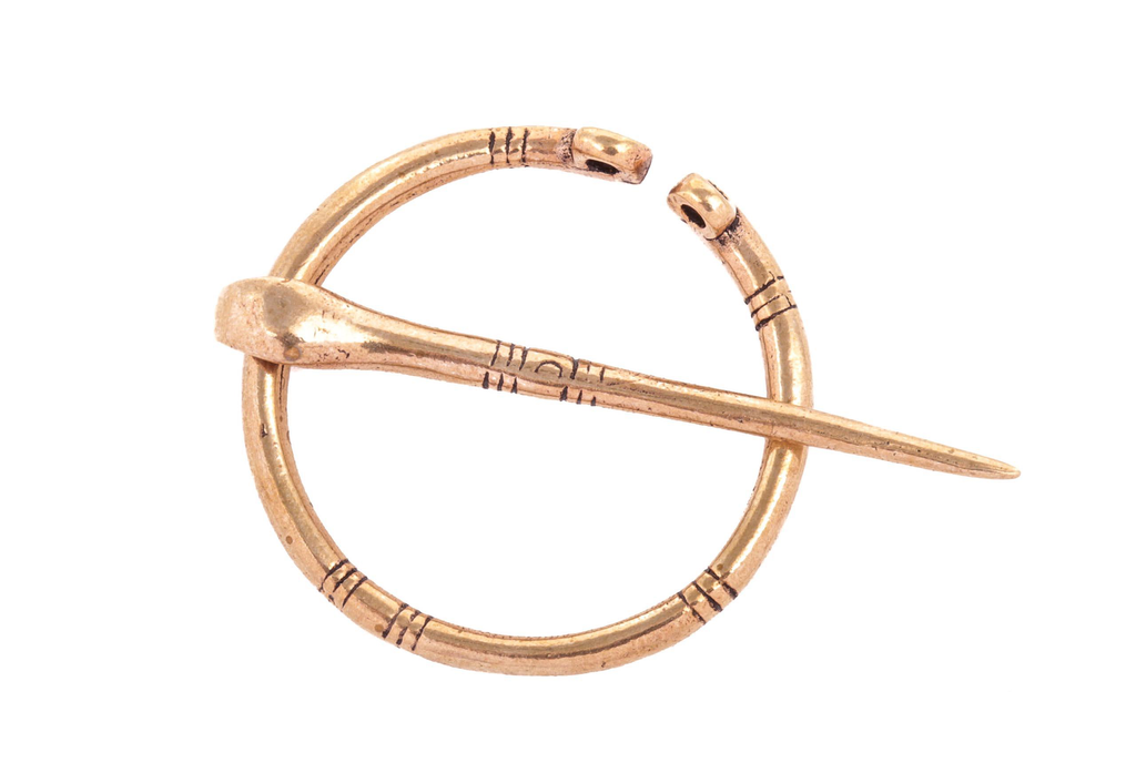 THOINA Fibel aus Bronze Ø 2,3 cm – Zierliche Wikinger Tuchnadel für Gewand & Alltag